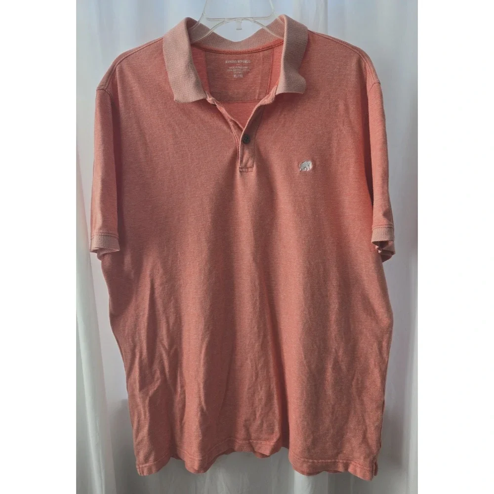 Banana Republic Salmon Coral Polo Shirt Mens XL Pique Cotton Preppy Golf Classic